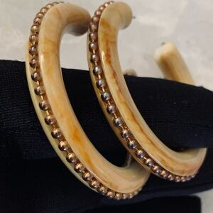 Vintage Resin Beaded Hoop Earrings